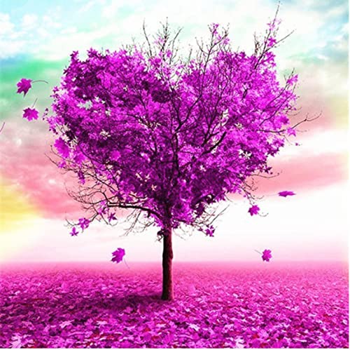 Point de Croix 11CT Débutant : Kit Broderie Estampé Facile Arbre Cœur Multicolore