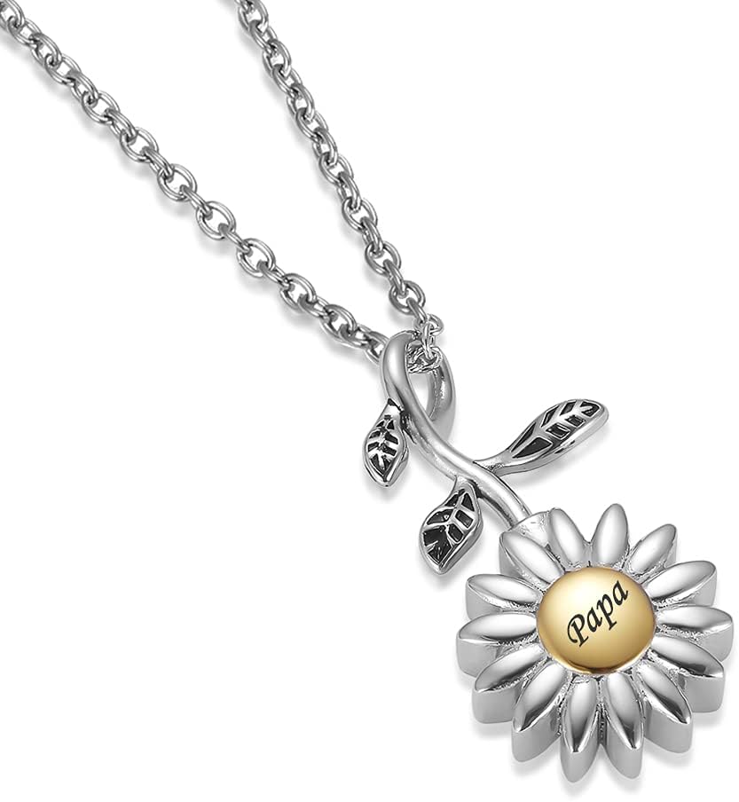 Sunflower Cremation Jewelry for Ashes for women Keepsake Stainless Steel Memorial Pendant Cremation Urn Necklace for Human Ashes - Image 3