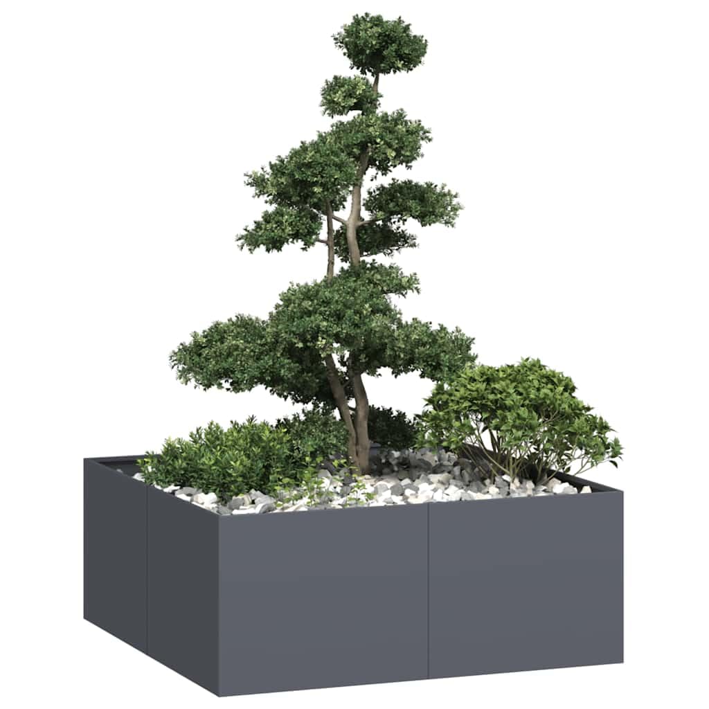 Tomostar Lit de Jardin Surélevé, Jardinière Potager de Jardin Bac à Plant Anthracite 100x100x40 cm Acier