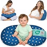 Flowen Cojín Lactancia Bebé y Almohada Embarazada Idea Regalo para Nuevas Mamás con Funda de 100% Algodón Almohada Multifuncional para Apoyo Espalda y Relleno Suave Accesorio de Maternidad