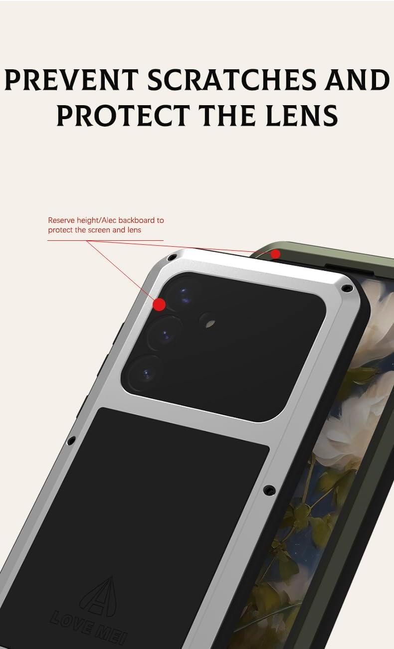 LOVE MEI for Samsung Galaxy S25+/S25 Plus Case,Outdoor Sports Military Heavy Duty Metal Shockproof Dustproof Full Body Case with Built in Tempered Glass Screen Protector (Silver, S25+)