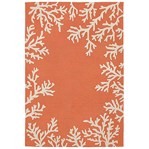 Liora Manne Capri Coastal Border Coral Indoor/Outdoor Rug, 5' x 7'6", Orange - Image 3