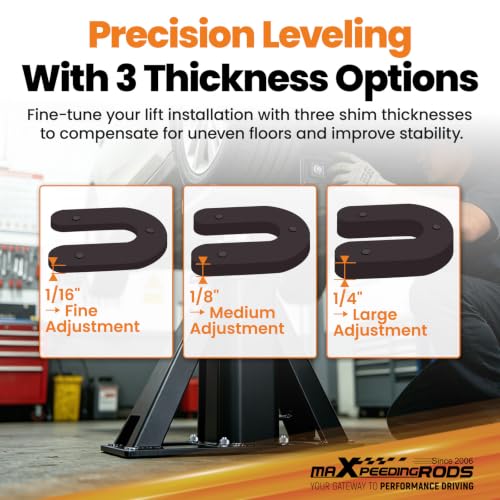 maXpeedingrods 46 Pcs Car Lift Install Kit Including 16 x 3/4" x 5.5" Wedge Anchor Bolts and 30 Leveling Shims -10 Shims in Three Different Thicknesses 1/4" 1/8" 1/16" for 2 4 Post Lift Kit by maXpeedingrods - Used condition - Image 5
