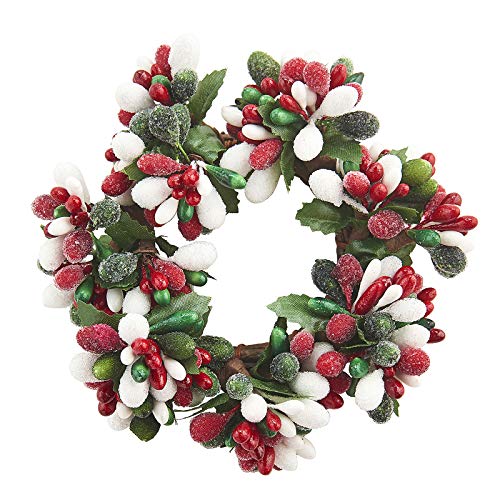 RAZ Imports Holiday Berry Candle Ring - Christmas Decorations - Christmas Table Decor - Fits a Votive Candle (Green and Red)