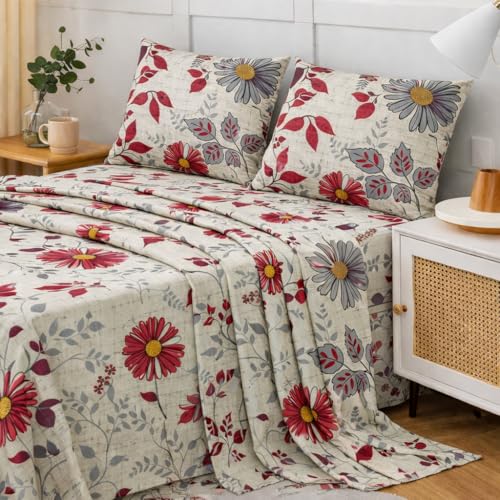 The one home Juego de Sábanas 100% Algodón 4 Piezas 150x200 - Sábana Bajera, Sábana Plana y 2 Fundas de Almohada 50x75cm