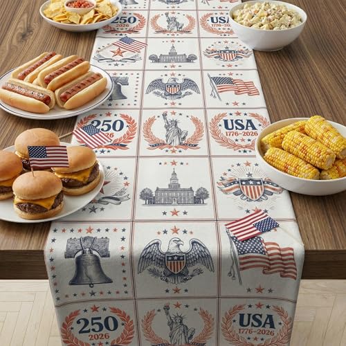 250th Anniversary Decorations - 250th Anniversary Patriotic Table Runner for 1776–2026 4th of July Accessories Table Decor Party Supplies for Home Indoor Outdoor — view 5