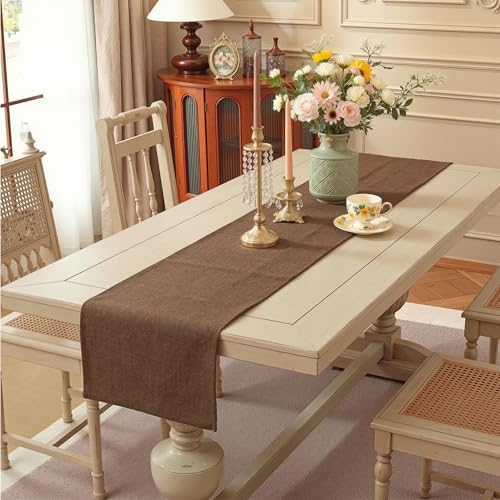 Image of Kuber Industries 72x12 inch Jute Table Runner for Party, Wedding and Family Dinners | Washable & Reusable Centre and Dining Table Runner | Brown
