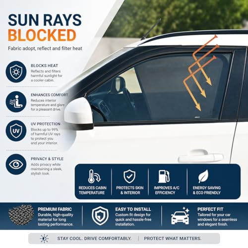 Image of Able Zed Black Half Car Magnetic Sun Shade Curtains for TATA Harrier Type-I Set of 4 Pcs (2019 to 2024 Model)