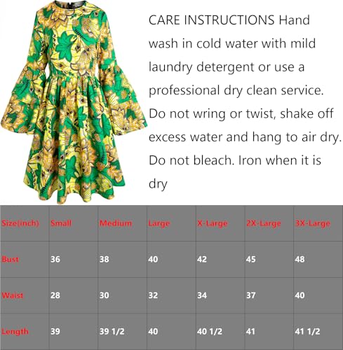 Image of Women's African Ruffle Long Sleeve Dress Ankara Print Maxi Dresses