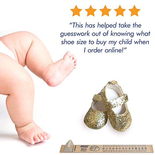 Infant and Toddler Shoe Sizer: Foot Measuring Device for Kids- Wood, Size 0-13 US - Thumbnail 2