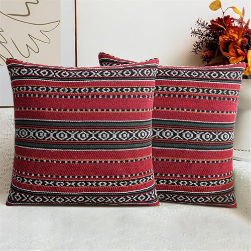 Housse de coussin bohème en polyester coton | Déco salon douce multicolore