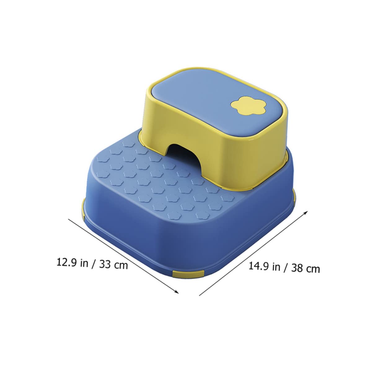 Taburete De Doble Capa Antideslizante para Niños, Escalón Seguro para Baño, Material PP Resistente, Diseño Azul y Amarillo, Adecuado para Bebés y Uso En Lavamanos, 1 Unidad