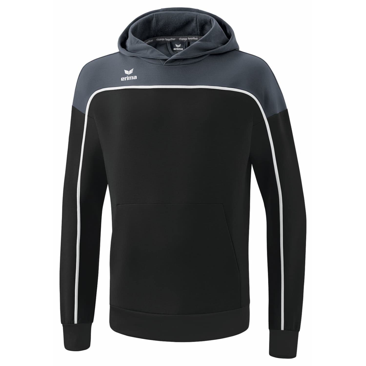 Erima Men's „CHANGE hooded sweatshirt, black grey/slate grey/white, XXL