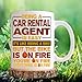11oz Car Rental Agent Mug - Funny Car Rental Agent Gift, Humor Ceramic Coffee Mug Being A Car Rental Agent Is Easy, Like Riding A Bike On Fire - Unique 11oz Cup for Car Rental Agent Pros