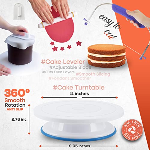 RFAQK 230PCs Cake Decorating Kit with Baking Supplies Cake Turntable, Piping Bags and Tips, Modeling Tools, Plunger Cutters, Cake Scrappers, Pastry Bags Cake Decorating Supplies by RFAQK - Image 2