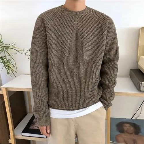 Autumn Winter Men's Knitted Pullovers Casual Plaid Solid Luxury Sweater Vintage Loose O Neck Long Sleeve Tops3