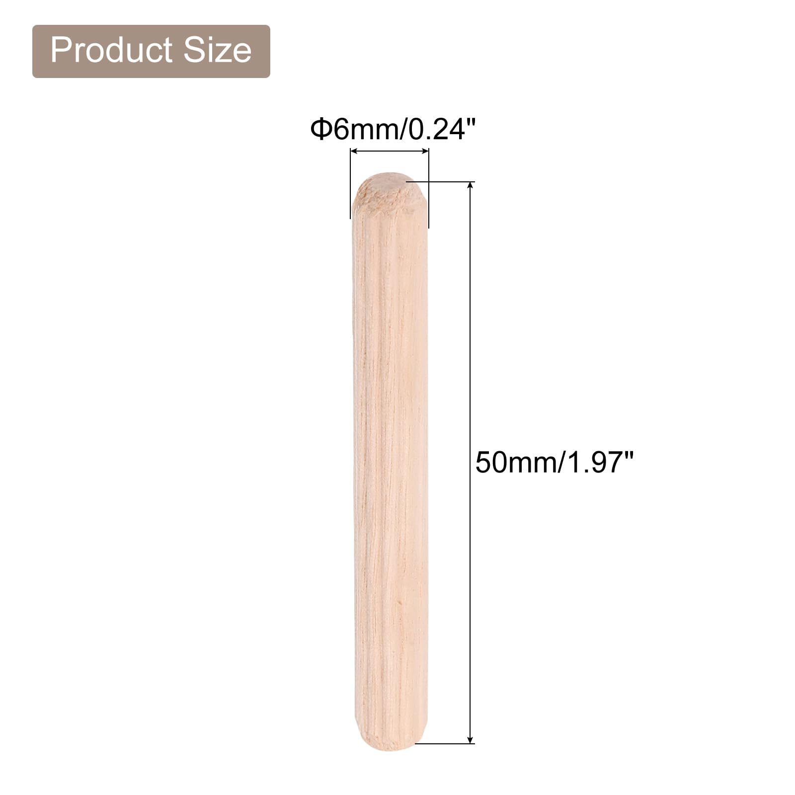 Wooden Dowel Pins - 100 Pack for Woodworking -2