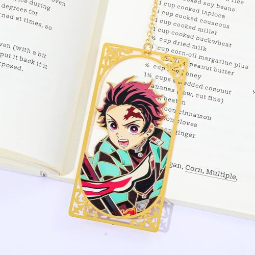 Image of Demon Slayer Anime Bookmarks Set 4pcs Collection, Durable Metal Bookmark Featuring Tanjiro Nezuko Zenitsu Rengoku Characters, Ideal Manga Lovers Gift for Readers Students Collectors