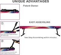 Vista 4 de Viga de equilibrio de 2,4 m ajustable y plegable ultrasimple, equipo de gimnasia de barra de piso alto y bajo de ante, no requiere herramientas