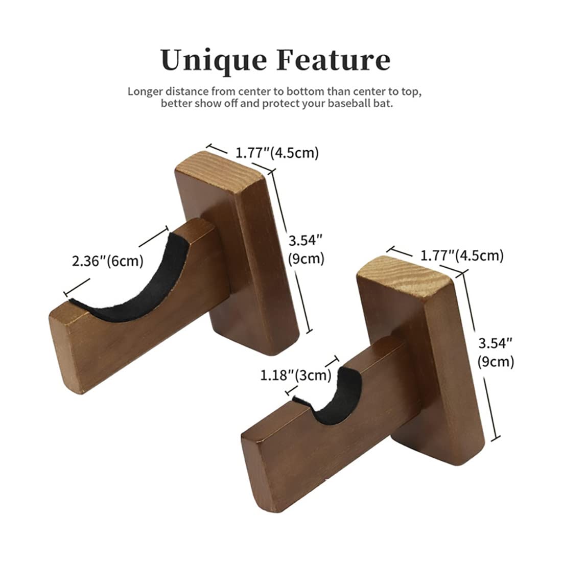 DASNTERED Lot de 2 présentoirs robustes pour batte de baseball en bois