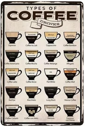 Letrero vintage de café  Decoración de pared de lata de metal, póster retro de 8 x 12 pulgadas para cafetería, cocina, placa de regalo para el hogar