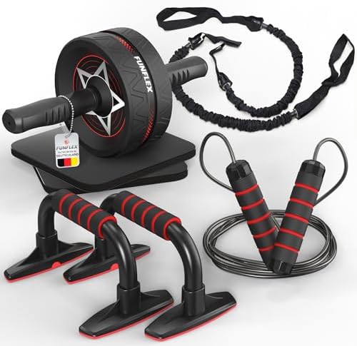 FUNFLEX Bauchroller - Bauchmuskeltrainer Set - Oberkörpertrainings Pack - Home Gym Equipment - Heimfitnessgerät für Männer & Frauen - Ganzkörpertraining - effektives Bauch Muskel T