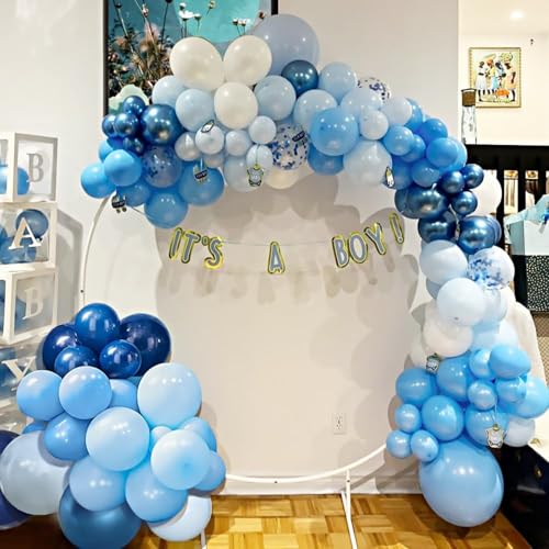 Image of Blue Balloons Garland Arch Kit,130pcs Different Sizes Royal Blue Balloon Navy Blue Balloon Light Blue Balloons for Baby Shower Birthday Graduations Anniversary Party Decorations