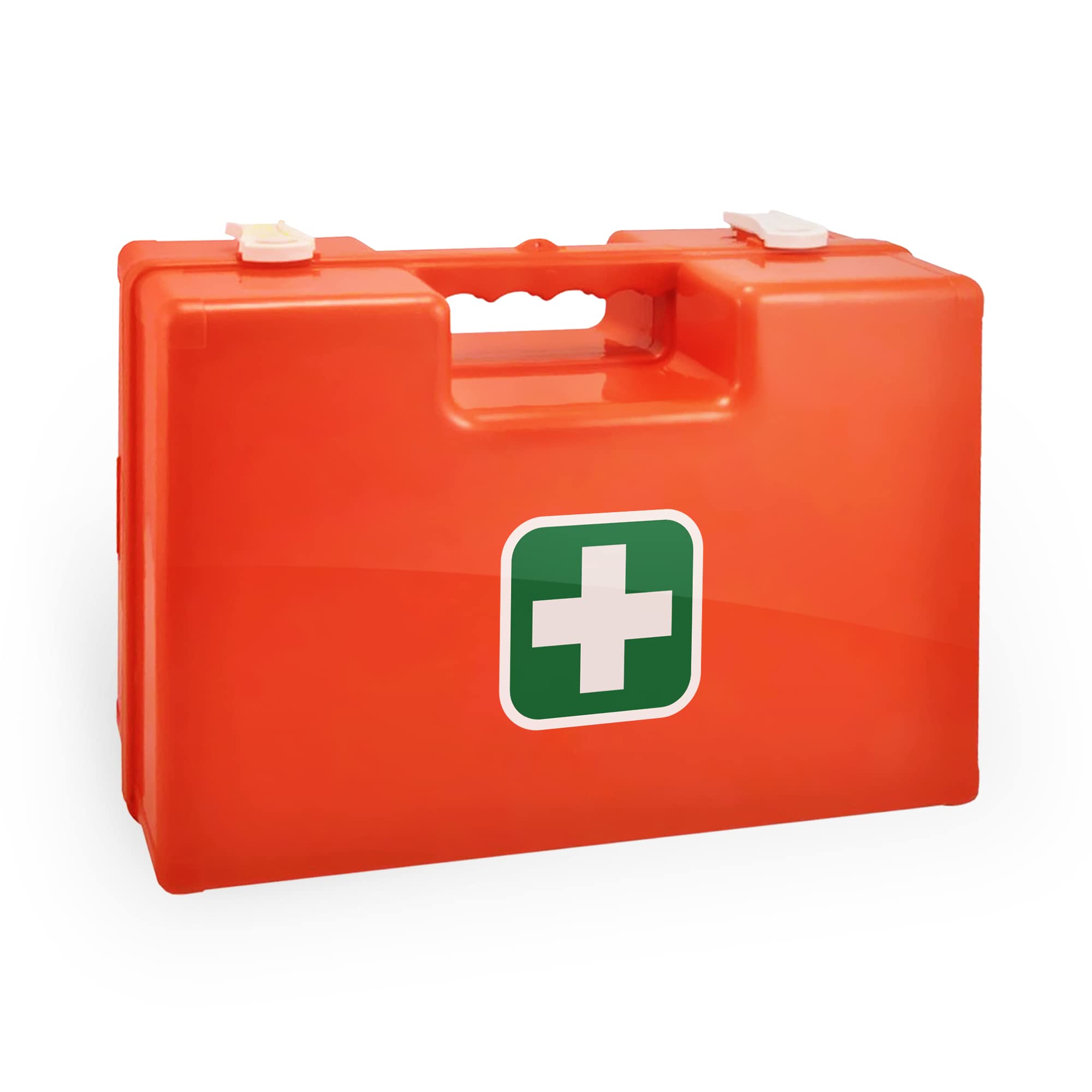 Medicalcorner24 Erste Hilfe Koffer, Leer, ABS-Kunststoff, Orange, Verbandskasten 43x30x14cm mit Wandhalterung