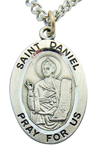 Westmon Works St Daniel Solid Pewter One Inch Saint Medal with Stainless Steel Chain