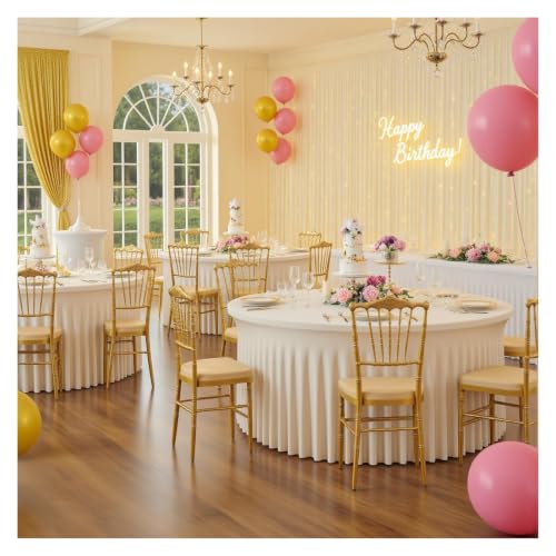 Couverture table toutes saisons en spandex extensible avec volants - 4