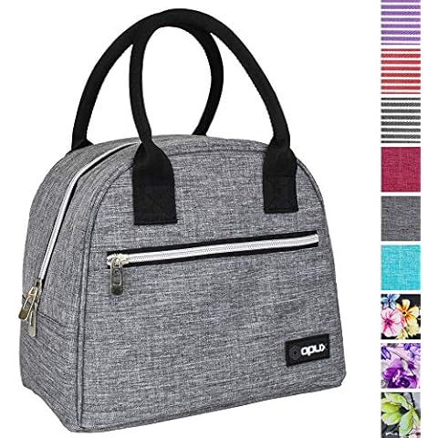 opux Insulated Lunch Box Women, Lunch Bag Tote Girls Kids Teen Adult, Cute Soft Lunch Cooler Container Work School, Reusable Thermal Food Meal Prep Organizer Lunch Pail Travel Beach, Heather Gray Cover