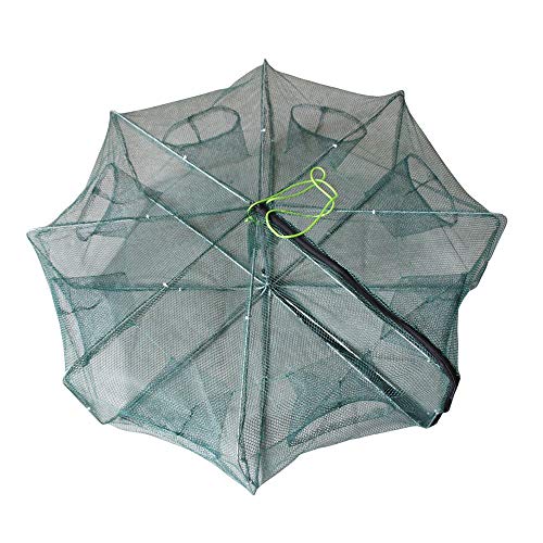 The Fisherman Portable Folded Fishing Net,Collapsible Minnow/Crawfish/Crab/Lobster/Shrimp Mesh Trap (7 Sides 6 Holes)