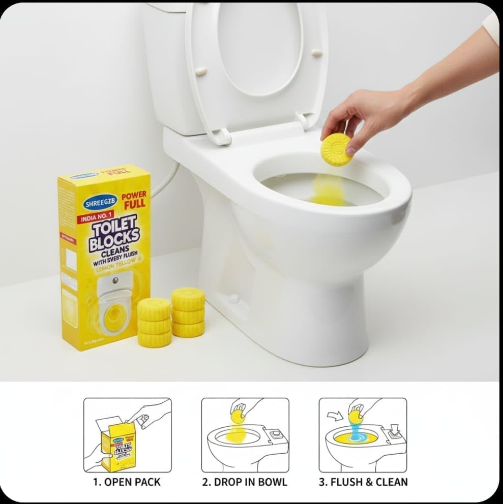 Image of 30 Tablet Flush Toilet Bowl Cleaner Tablets, Bathroom Toilet Tank Cleaner, Powerful Cleaning Ball Toilet Blue Deep Clean Bubbles, Mild Lemon Scent (30 Unit Lemon tabletss)