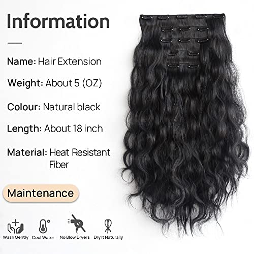 Black Hair Extensions Strrid Clip In Hair Extension Wavy 18"Synthetic Thick Clips On Hair Piece For Women 5Pcs Blonde Curly Straight 22"Long Girls Brown Red White Natural Full Head 5 Oz #TOP1