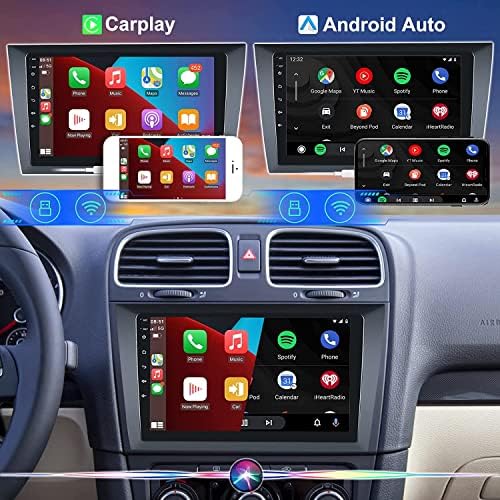 CAMECHO Android 11 Apple Carplay Stereo for VW Golf 6 2010-2013, 9 Inch Touch Screen Car Stereo GPS 2 Din | Android Auto |Steering Wheel Control | WiFi | HiFi | Bluetooth | FM/RDS | Rear View Camera