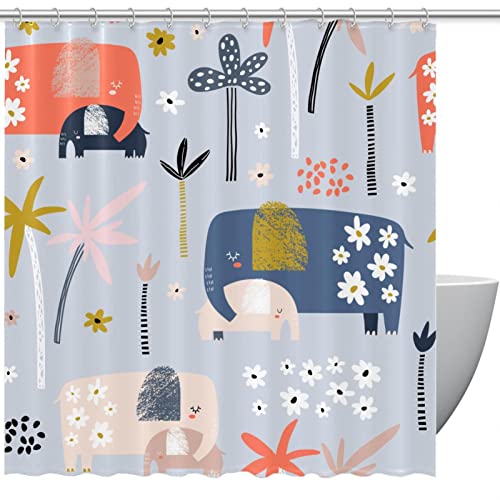 Rideau de douche imperméable éléphant coloré 183x183 cm - 2