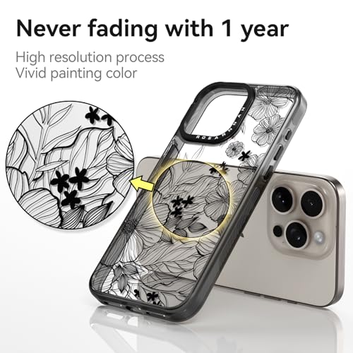 Coque iPhone 15 Pro noire à fleurs sauvages amusa - 4