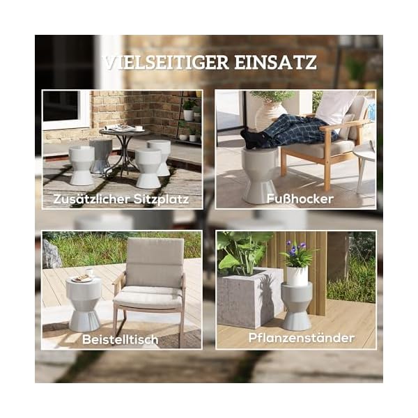Outsunny Keramik-Sitzhocker Sanduhrform Hellgrau