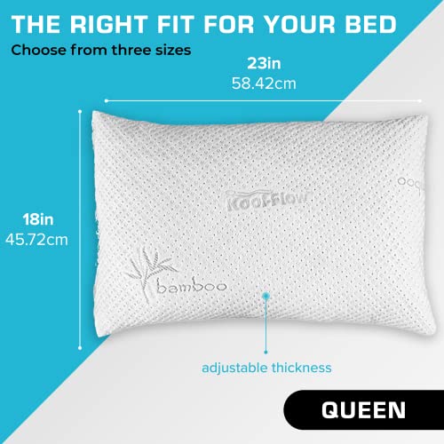 Xtreme Comforts Memory Foam Pillows Made in The USA - Queen Size, Slim Cooling Pillow for Sleeping on Side, Back & Stomach - Firm and Soft Bed Pillows