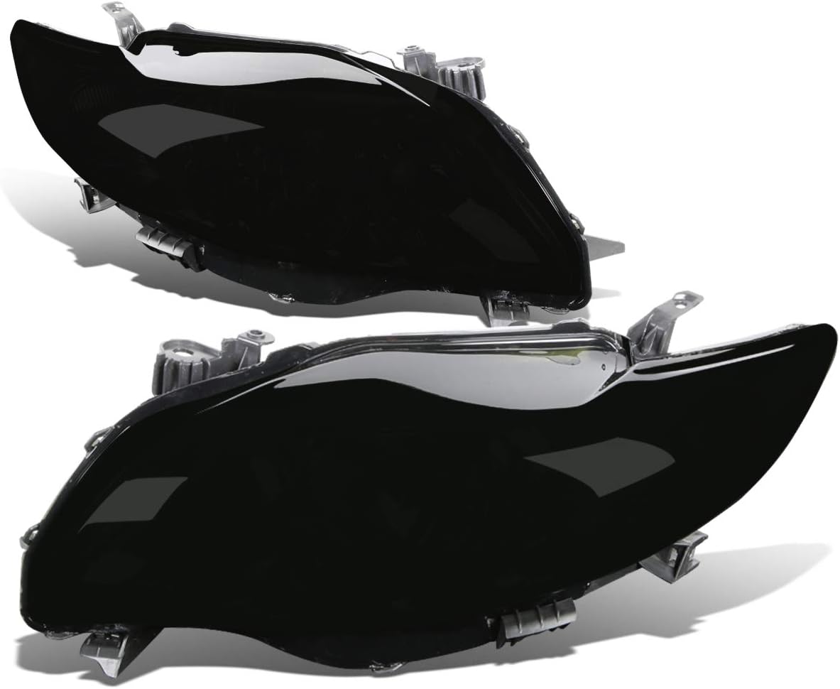 DNA MOTORING HLOHTCO09BKAM Headlight Assembly (Driver & Passenger Side) Compitable with 09-10 TOYOTA COROLLA, Black Amber, HL-OH-TCO09-BK-AM