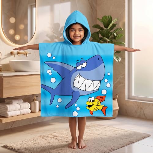 Image of Kids Poncho Towel 300 GSM 120x60 CM, Sky Blue