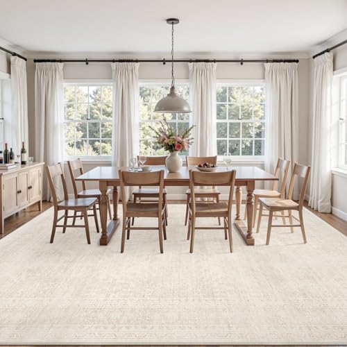 Image of 8x10 Area Rugs Living Room: Bedroom Neutral Washable Carpet Beige