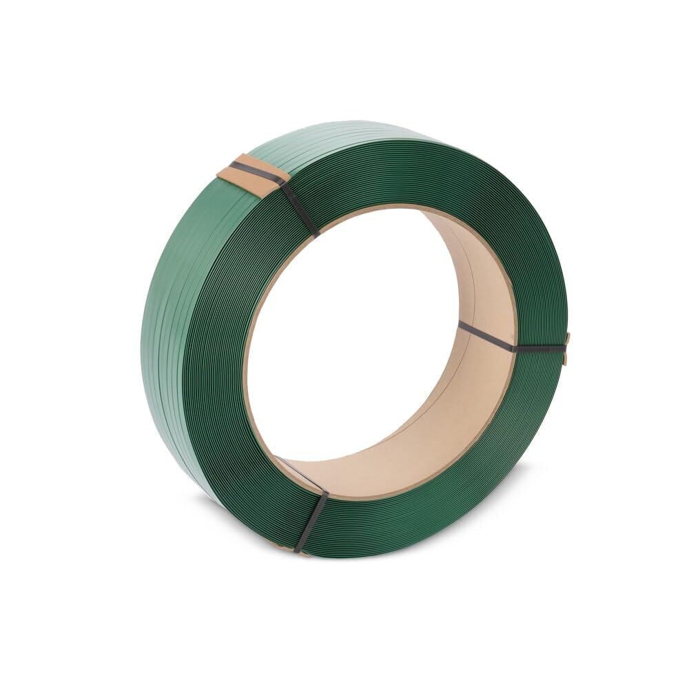 HEMMDAL Umreifungsband aus PET | 15 mm x 1.300 m | 0,89 mm Stärke | 4.600 N Bruchlast | 100% recyclingfähig | grün | gewaffelt/geprägt | für alle Umreifungsgeräte | Made in Germany