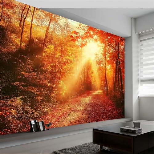 Papel pintado Panorámico Paisaje Hojas de selva sol, papel pintado de pared gigante paisaje natural, mural personalizado para sala de estar, dormitorio infantil, restaurante, 250 x 175 cm (L x H)