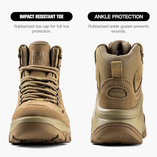 FREE SOLDIER Mens Waterproof Tactical Hiking Boots Combat Work Boots Desert Military Boots4