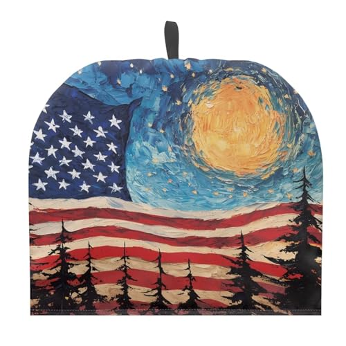 Image of Stars and Stripes Tea Cosy for Teapot Washable Starry SkyTea Pot Cozy for Keeping Warm America250 Kettle Cover for Halloween Day Party Gifts,Dust Proof Breakfast Tea Pot Cover