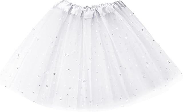Girls Tutu Skirts 3 Layers Tulle Tutu Skirt Tutu Sequin Star Ballet Dance Skirt Princess Party Favor Dress Skirt for Girls 2-8 Years