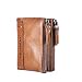 SAMANIJA Genuine Leather Bifold Men’s Wallet, Minimalist Vintage Cowhide RFID Blocking Money Clip Wallet with Zipper Pocket (Brown)