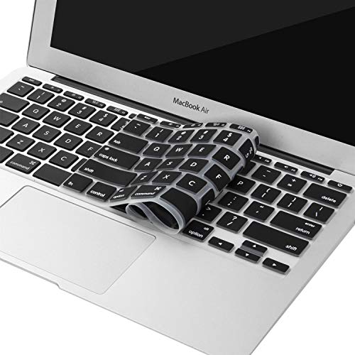Image of Saco Silicone Keyboard Protector Skin Cover for Apple MacBook Air MD224HN /A 11.6-inch Laptop-Black with Clear