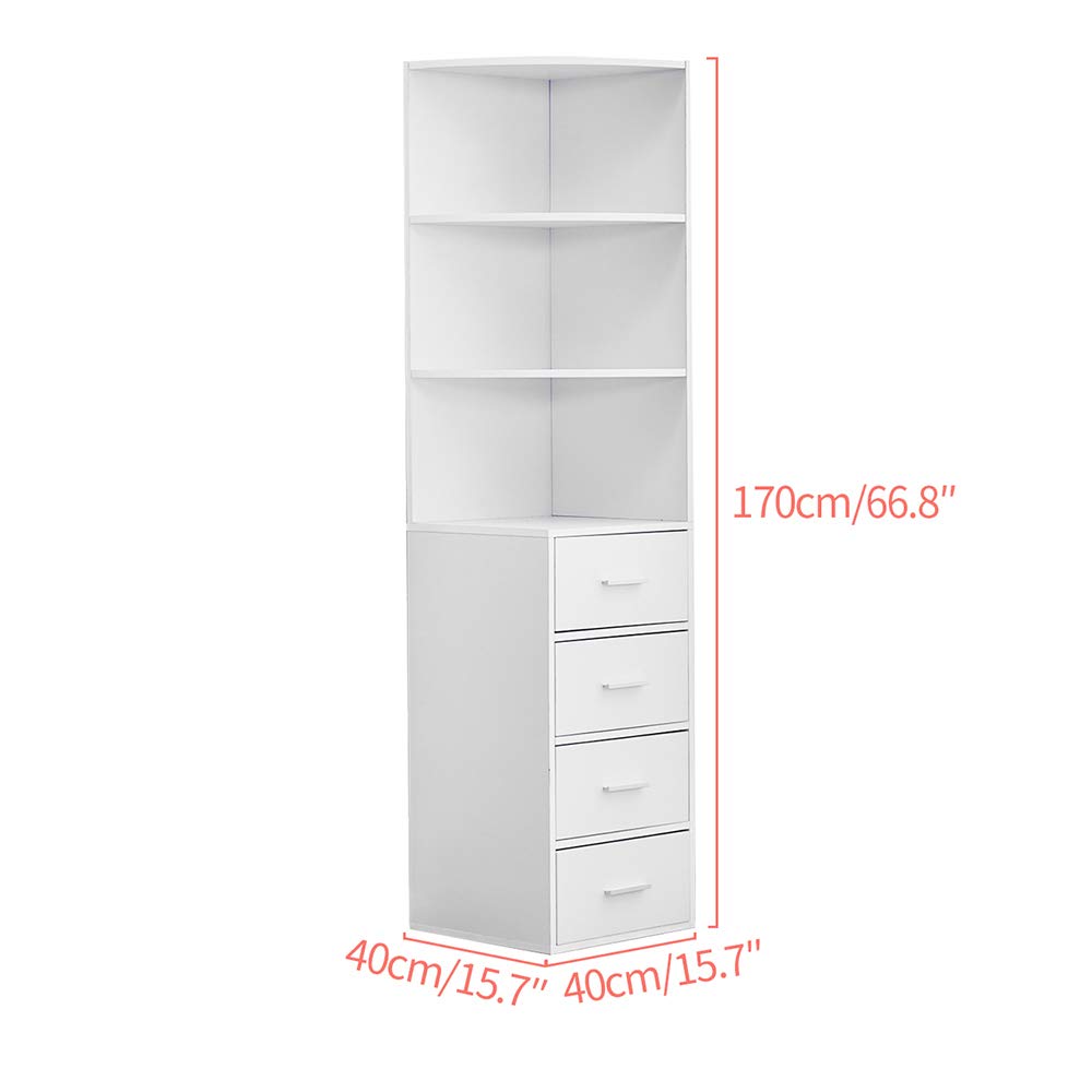 Wayfair Tall White Huisen White Living Room Bookcase Storage Cabinet Corner  Slimline Tall Corner Cabinet, image size:1000x1000